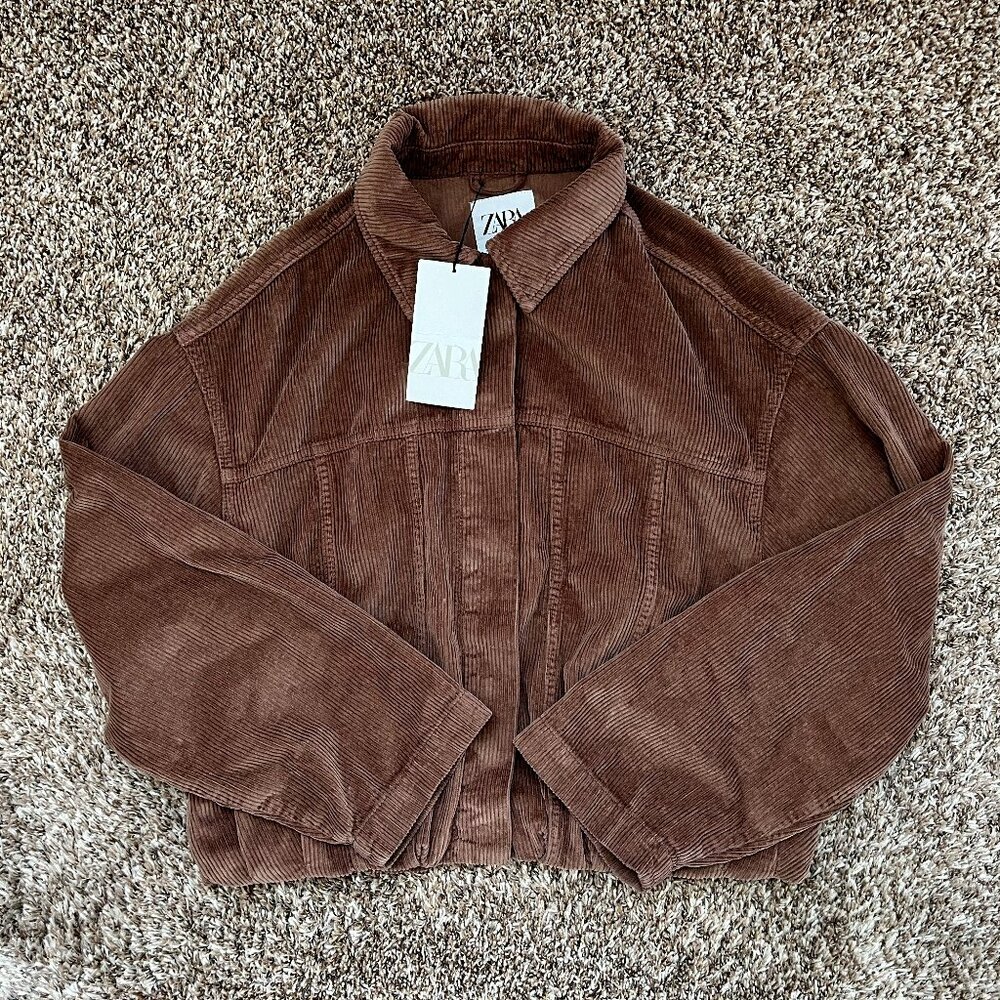 NEW ZARA Women Brown Corduroy Jacket - Size M